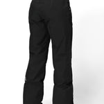 Black insulated ski pants with adjustable cuffs and zip pockets, straight leg
