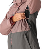 The 686 Women's Athena Insulated Jacket 2025 in this front view features a pink color with a black and pink BOA dial on the left side.