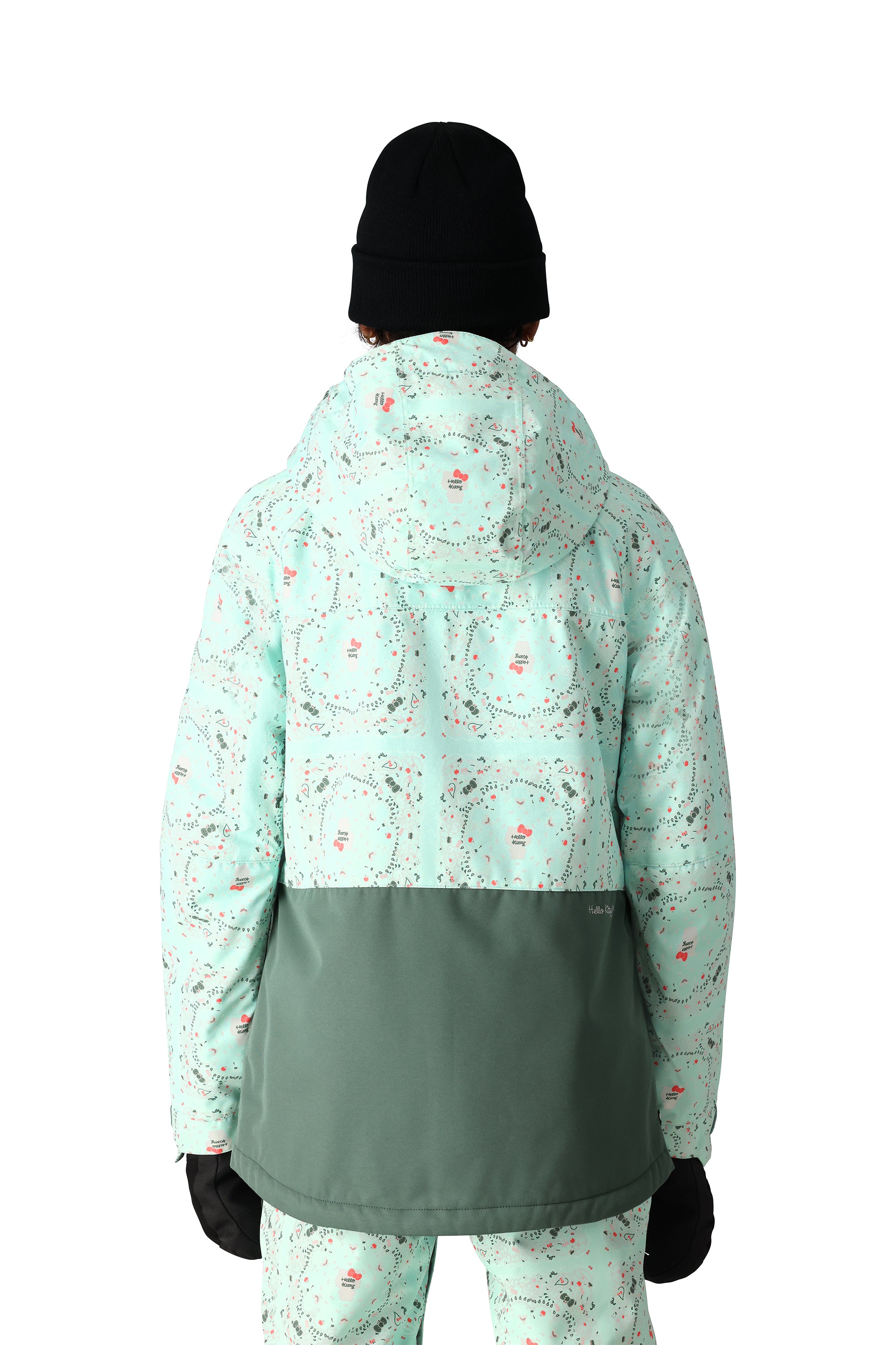 The 686 Women's Athena Insulated Jacket in mint green has a black BOA dial on the front and a gray panel at the bottom.