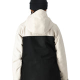 The 686 Women's Athena Insulated Jacket in black and white boasts an insulated hood.