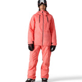 The 686 Women's Athena Insulated Jacket 2025 in coral pink has a high collar and a zippered chest pocket.