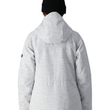 The 686 Women's Athena Insulated Jacket 2025 is primarily white with black accents and has an adjustable hood.