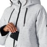 The 686 Women's Athena Insulated Jacket is primarily white with black accents and a high collar.
