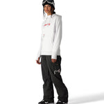 The 686 Women's Bonded Fleece Pullover Hoody 2025 is shown in a white color with a drawstring hood.
