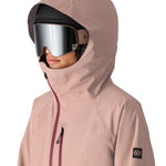 The 686 woman's Hydra insulated jacket has a solid taupe color and a zippered front.