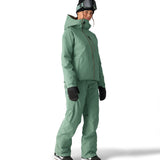 The 686 Woman's Hydra Insulated Jacket 2025 is primarily mint green with brown accents and a hood.