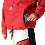 The 686 Women's Outline Shell Anorak jacket has a red exterior with black accents and a white logo on the left chest.