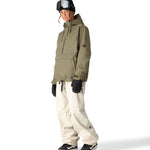 The 686 Women's Outline Shell Anorak 2025 appears to be khaki-colored with a hood and drawstring waist.