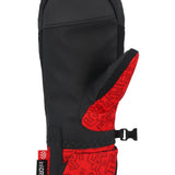 The 686 Women's Revel Mitt 2025 has a black and red design with a textured pattern on the palm side of the hand.