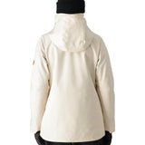 The 686 Women's SMARTY 3-in-1 Spellbound Jacket features a cream-colored front view with a high collar and zippered pockets.