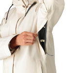 The 686 Women's SMARTY 3-in-1 Spellbound Jacket has a white color with an insulated hood and zippered pockets.