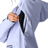 The 686 Women's Waterproof Hoody 2025 is light purple with a black zipper and hood.