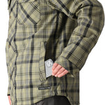 The 686 Woodland Insulated Jacket 2025 is olive green with an insulated hood and two chest pockets.