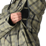 The 686 Woodland Insulated Jacket 2025 is primarily olive green and grey with an insulated hood.