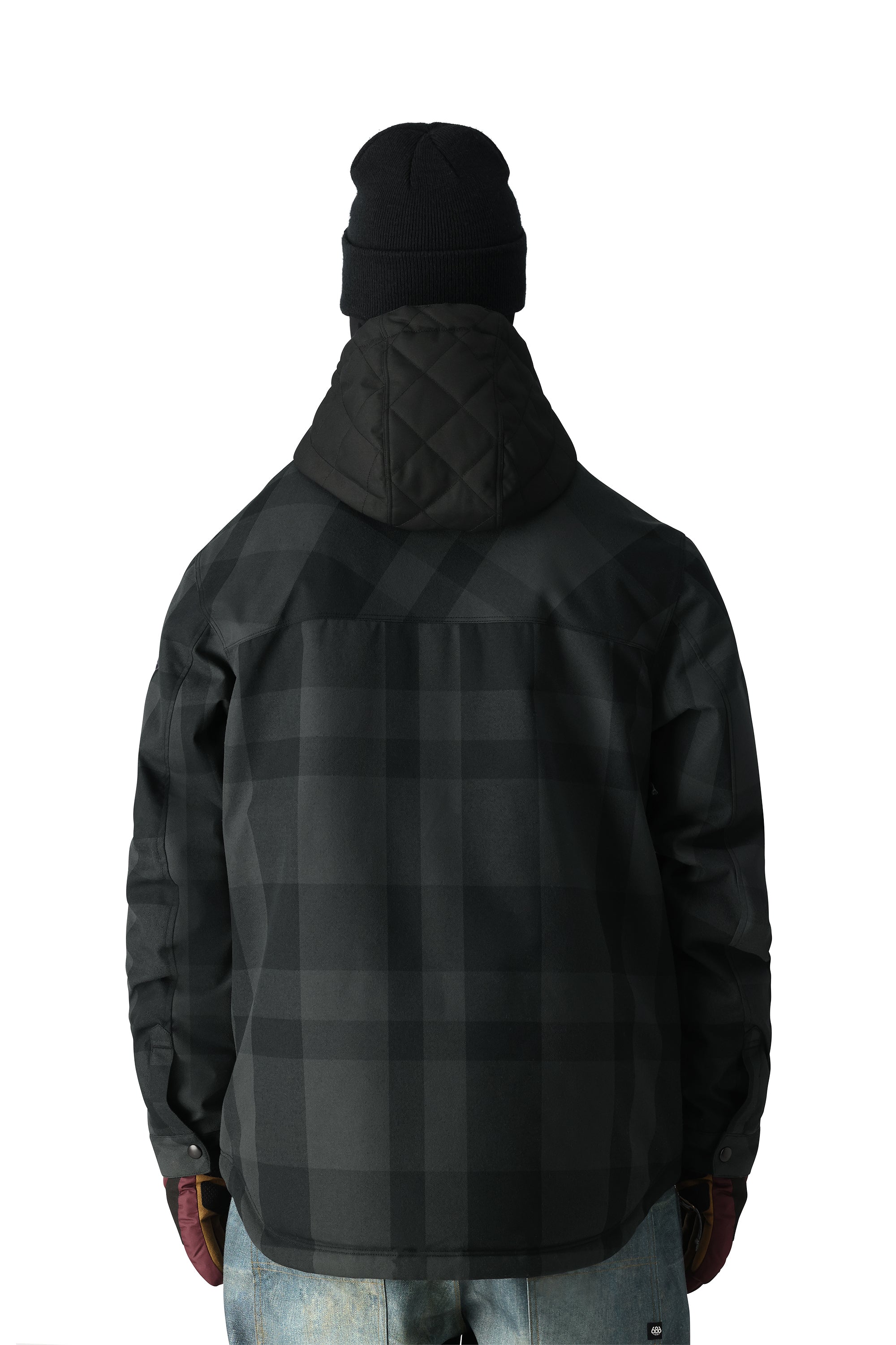 The 686 Woodland Insulated Jacket 2025 is black with an insulated hood.