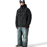 The 686 Woodland Insulated Jacket is shown in black and grey plaid with a hood and front pockets.