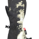 The 686 Youth Heat Insulated Mitt 2025 has a black and gray camouflage pattern with an insulated hood.