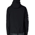 Black waterproof men's pullover hoodie with adjustable hood and kangaroo pocket