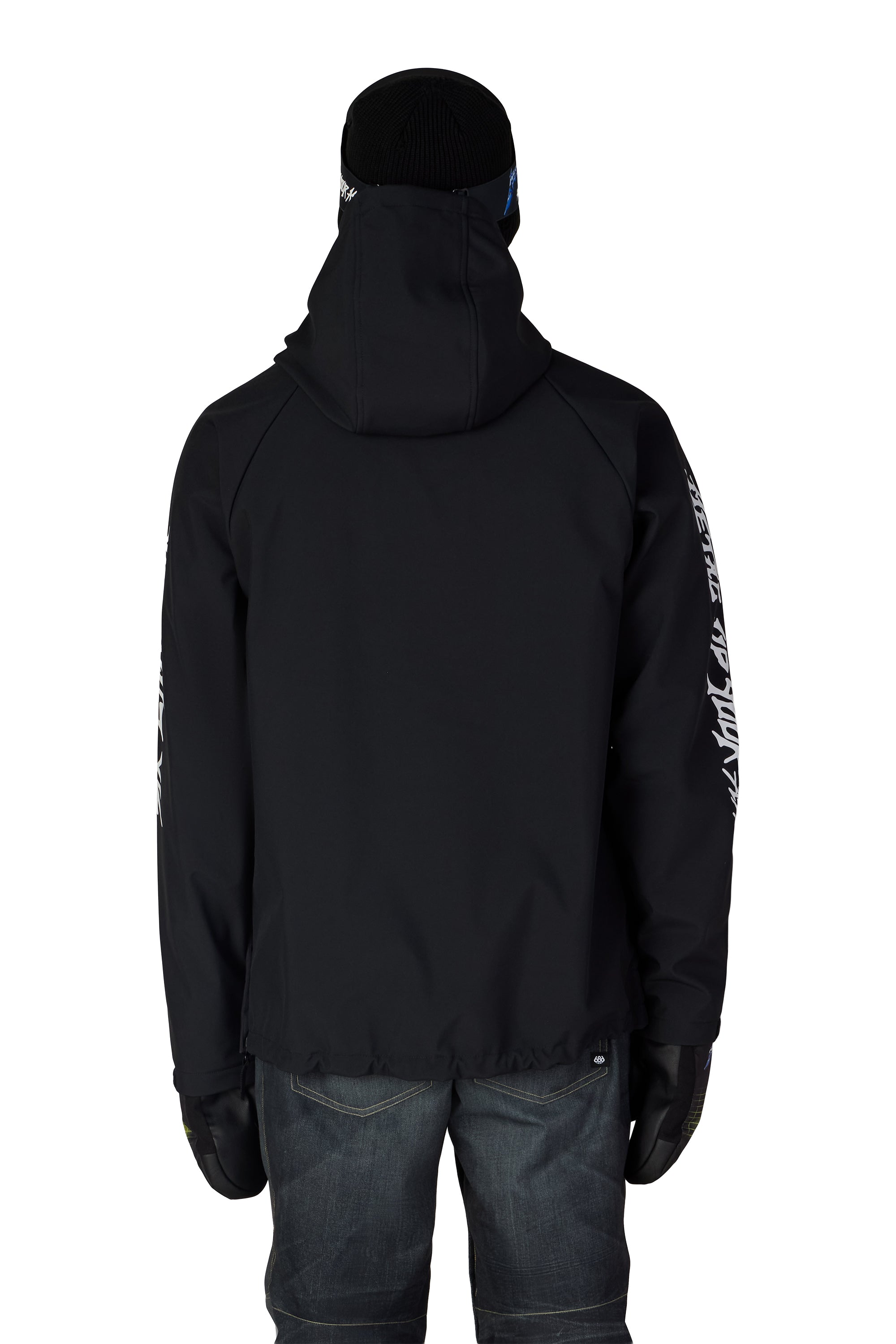 Black waterproof men's pullover hoodie with adjustable hood and kangaroo pocket