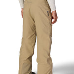Men's khaki waterproof shell pants with cargo pockets and adjustable cuffs