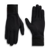 Black winter gauntlet gloves, textured back and insulated fingered design