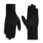 Men's black fleece gauntlet gloves with simple cuff and five-finger design