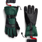 Men's 3-in-1 gauntlet gloves in green and black with adjustable wrist strap