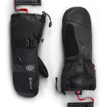 3-in-1 gauntlet mitts, black outer shell with vented knuckle panel and wrist cord