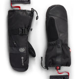 3-in-1 gauntlet mitts, black outer shell with vented knuckle panel and wrist cord