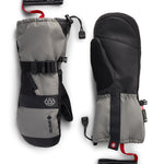 3-in-1 gauntlet mitts, dark gray shell with black palm and adjustable strap