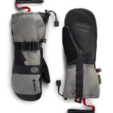 3-in-1 gauntlet mitts, dark gray shell with black palm and adjustable strap