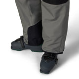 Gray insulated bib overalls with black knee panels and zip-off cuff openings