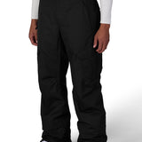 Men's insulated cargo pants in black with belt loops and side cargo pockets