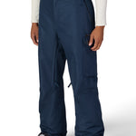 Men's navy cargo pants with thigh cargo pocket and wide leg silhouette