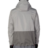Men's 3-in-1 form jacket in light gray with black hood, back view
