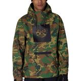 Men's waterproof camouflage hoody with chest logo and front zipper pocket