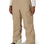 Men's tan cargo pants with button waist, belt loops, and zip cargo pocket