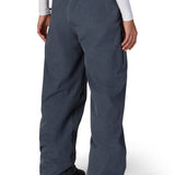 Women's dark blue denim-style shell pants with drawstring waist and pockets