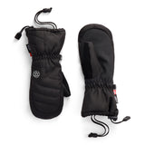 Youth insulated ski mittens in black with pull-cord wrist straps