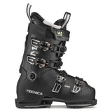 Tecnica Women's Mach 1 LV 95 Ski Boots 2025 - Black ski boots with white lettering and silver buckles.