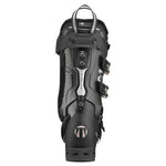 Tecnica Women's Mach 1 LV 95 Ski Boots 2025 - Black ski boots with white accents and silver buckles.