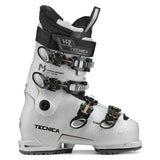 Tecnica Women's Mach Sport MV 75 Ski Boots - White ski boots with black buckles and straps, featuring a textured pattern on the side.