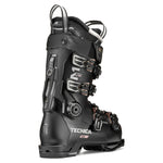 Tecnica Women's Mach 1 LV 95 Ski Boot 2026 - A black ski boot with white and rose gold accents, featuring a Tecnica logo on the side and a Tecnica LV 95 logo on the front.