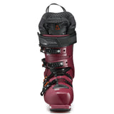 Tecnica Women's Cochise 105 W Ski Boots 2025 - A pair of burgundy ski boots with black buckles and straps, featuring a textured pattern on the tongue.