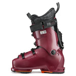Tecnica Women's Cochise 105 W Ski Boots 2023 - A pair of burgundy ski boots with a textured, rubber-like material on the toe and heel areas.