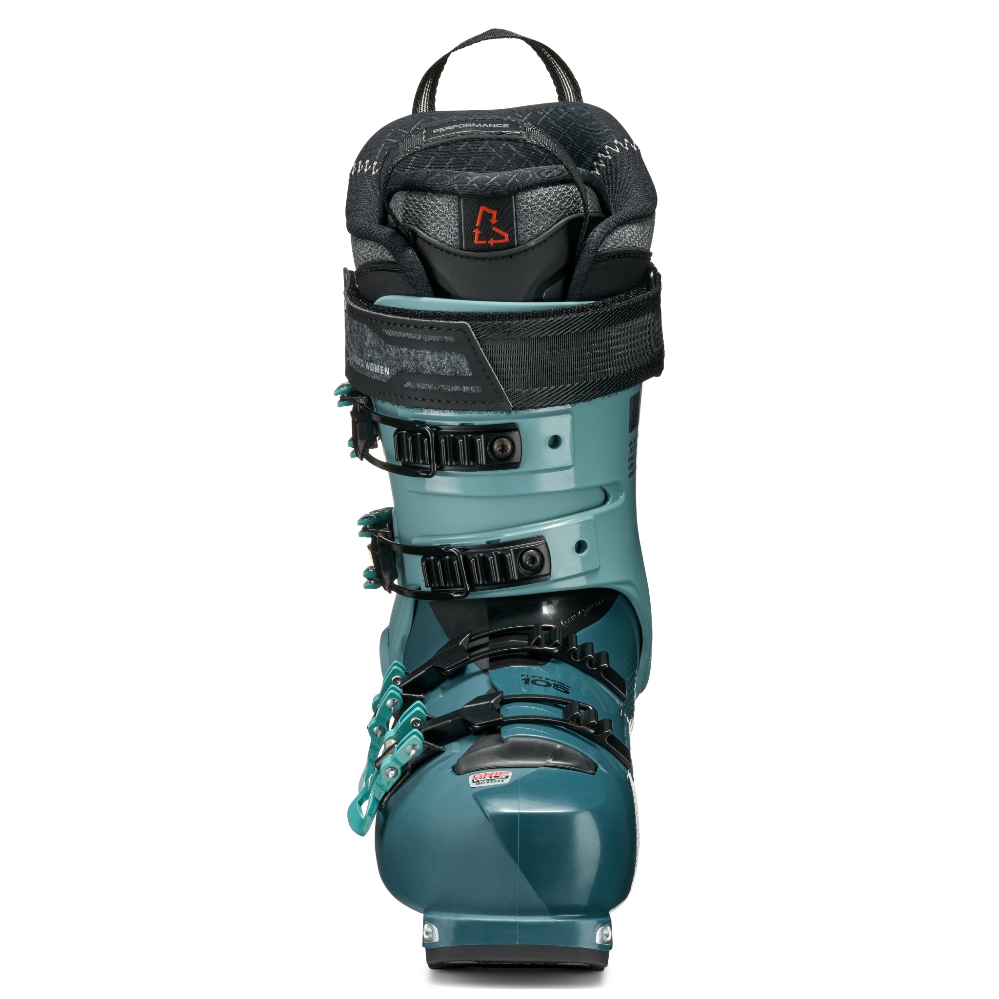 Tecnica Women's Cochise 105 Ski Boot 2026 - A women's ski boot with a predominantly black and white color scheme, featuring a mix of smooth and textured surfaces, and a prominent Tecnica logo on the side.