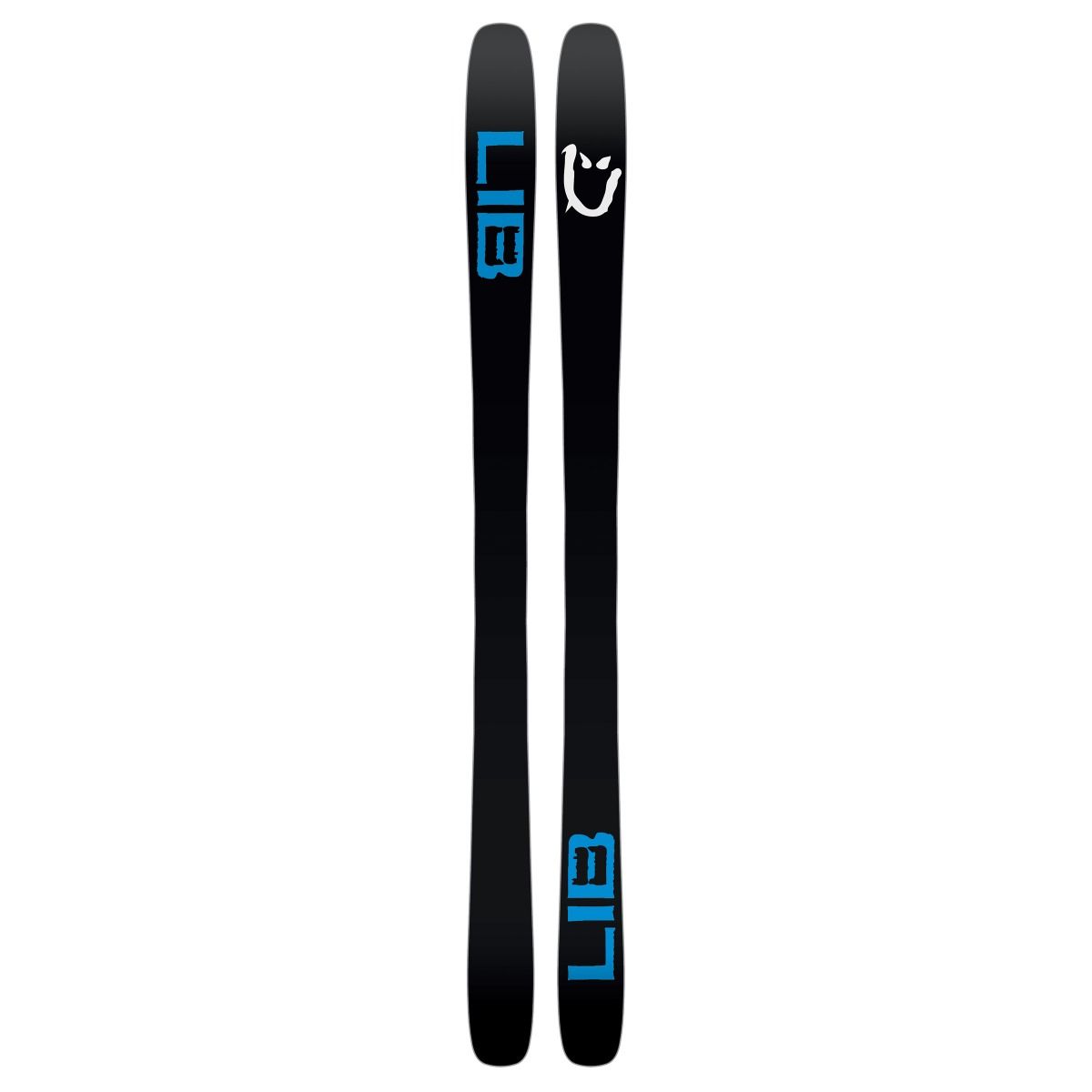 Lib Tech - UFO 95 Skis 2024 are black with a blue logo on top and bottom of skis.
