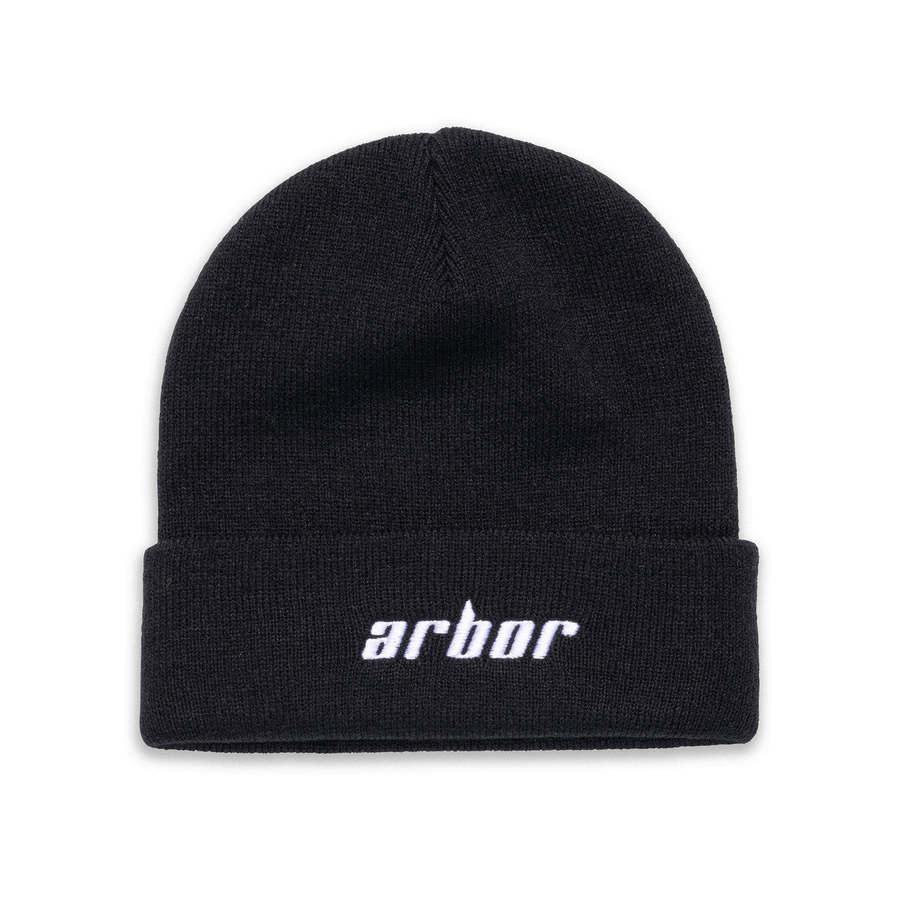 Arbor Draft Beanie 2024 - A black beanie with a white embroidered logo on the front.