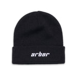 Arbor Draft Beanie 2024 - A black beanie with a white embroidered logo on the front.