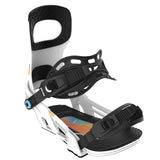 Bent Metal Women's Beam Snowboard Binding - A black snowboard binding with a blue circular logo on the strap and a white "BM" logo on the baseplate.